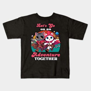 Adventure Together - Valentine Cat Kids T-Shirt